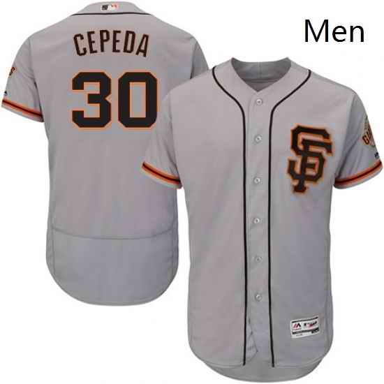 Mens Majestic San Francisco Giants 30 Orlando Cepeda Grey Alternate Flex Base Authentic Collection MLB Jersey